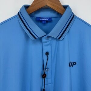 REDVANLY Wheels Up Mens Large Blue Golf Polo Shirt Performance‎ Stretch NWT